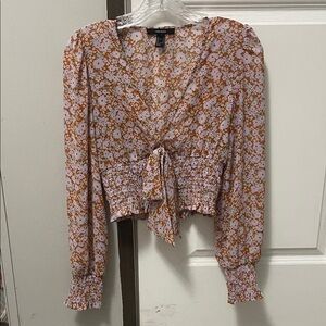Forever 21 Pink and Brown Floral Blouse